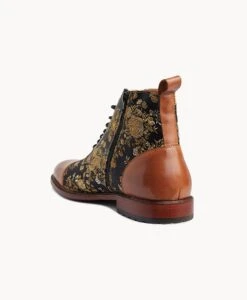 Barnes Men's Lace Up Boot -Bullboxer AU Shop Barnes21sIMPO Black Floral Combo 4 1