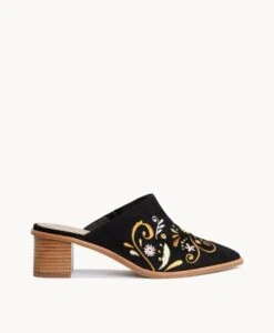 Deana Mule -Bullboxer AU Shop Deana23wMCDO Black Suede Embroidery 2 2