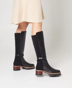 Emmett Knee High Boot -Bullboxer AU Shop Emmett22wMCDO Black Leather Black Suede 0123