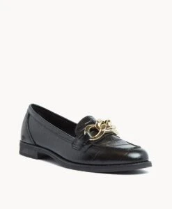 Fae Chain Loafer -Bullboxer AU Shop FaeChain23wSLMO Black Croc Leather 1