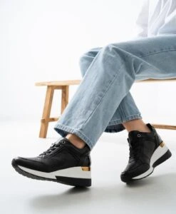 Hero Platform Sneaker -Bullboxer AU Shop Hero Black Leather Black Croc 2748 WEB