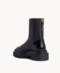 Kaddie Ankle Boot -Bullboxer AU Shop Kaddie23wMCDO Black Leather Black Croc 4 1