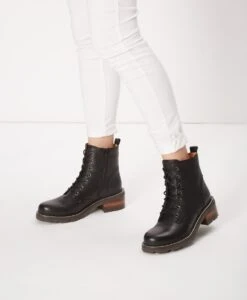 Leah Lace Up Boot -Bullboxer AU Shop Leah21wVTSO Black Leather 04 Ecomm