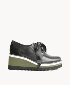 Sapna Wedge -Bullboxer AU Shop Sapna23wMNCO Black Leather Black Suede 2