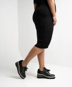 Sapna Wedge -Bullboxer AU Shop Sapna23wMNCO Black Leather Black Suede7414 WEB